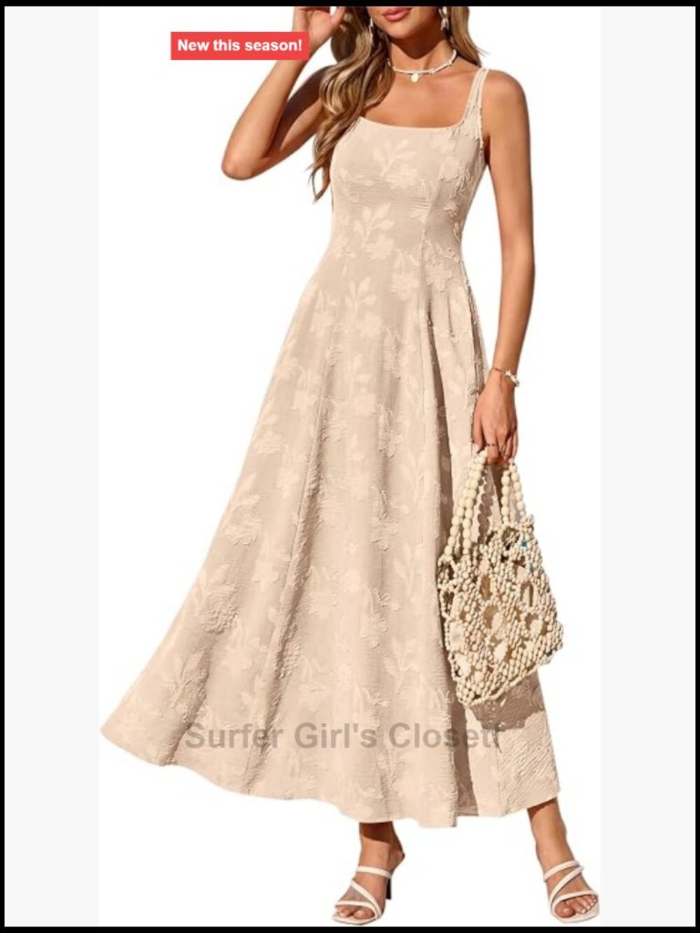 Sleeveless Square Neck Maxi Dress Flowy Boho A-Line Summer Formal